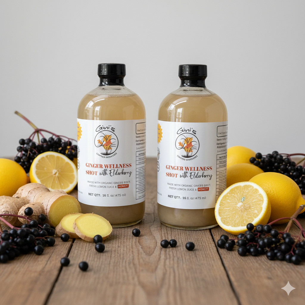 Ginger Wellness Shot With Elderberry, 16 fl. oz. – (2) Bottles